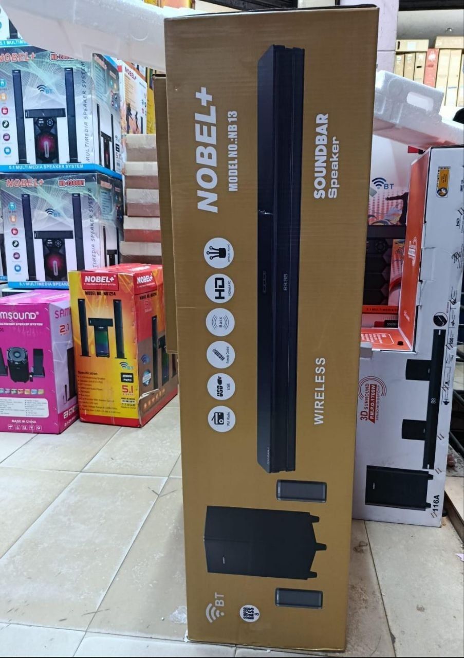 Nobel Plus NB-13 5.1 Channel Wireless Soundbar System  275W Output with 8" Subwoofer for Immersive Home Theatre Audio