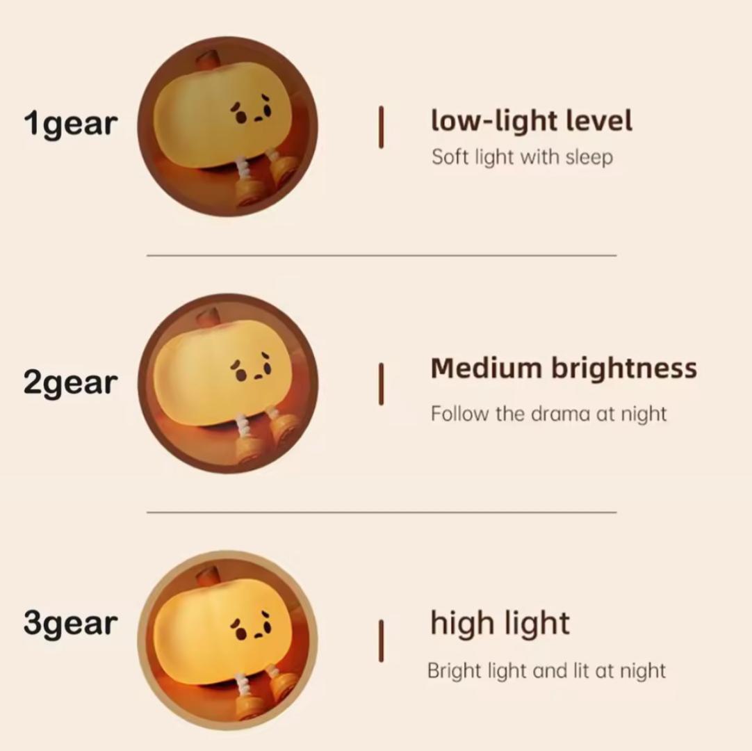 Little Pumpkin Night Lamp Cute Soft Safe Silicon Lamp Decorations Timing Dimmable Bedside Decor for Kids Baby Halloween Gifts. The night lightvis energy efficient, stylish & compact and soothing glow.