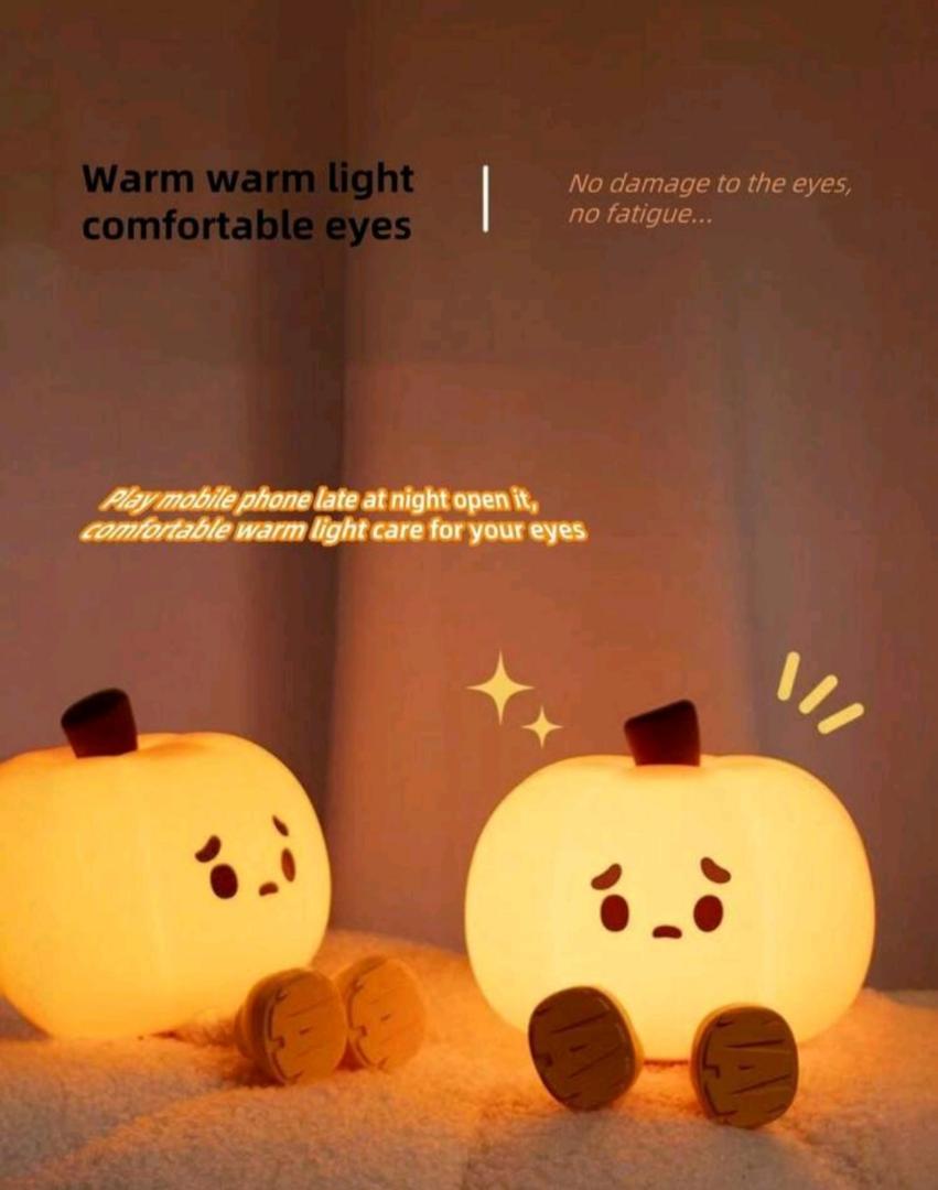 Little Pumpkin Night Lamp Cute Soft Safe Silicon Lamp Decorations Timing Dimmable Bedside Decor for Kids Baby Halloween Gifts. The night lightvis energy efficient, stylish & compact and soothing glow.