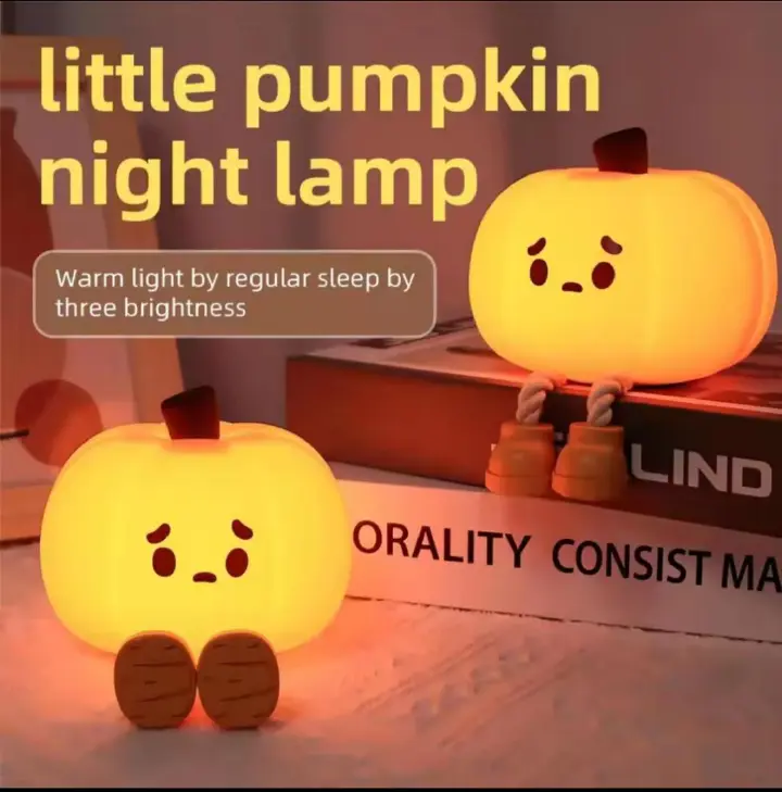 Little Pumpkin Night Lamp Cute Soft Safe Silicon Lamp Decorations Timing Dimmable Bedside Decor for Kids Baby Halloween Gifts. The night lightvis energy efficient, stylish & compact and soothing glow.
