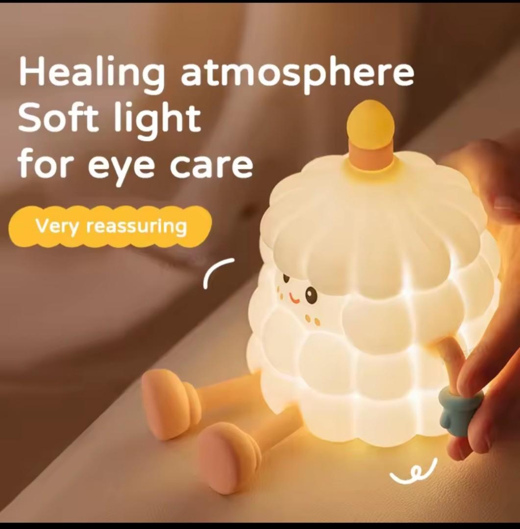 Candle Cake Night Light Lamp Rechargeable Dimming Bedside, Desk- Pat Touch Silicon Night Lamp for Kids Room Decor Cartoon Birthday Gifts