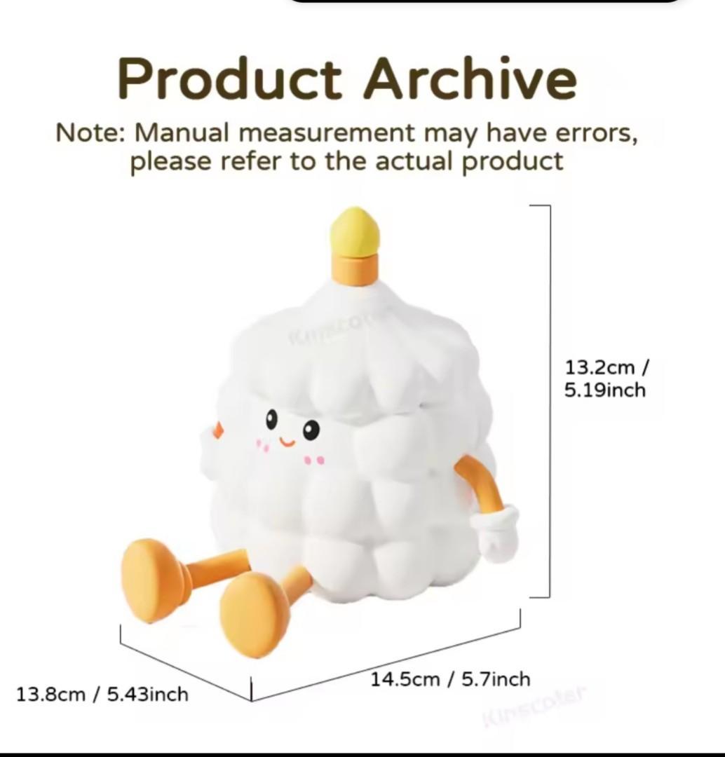 Candle Cake Night Light Lamp Rechargeable Dimming Bedside, Desk- Pat Touch Silicon Night Lamp for Kids Room Decor Cartoon Birthday Gifts