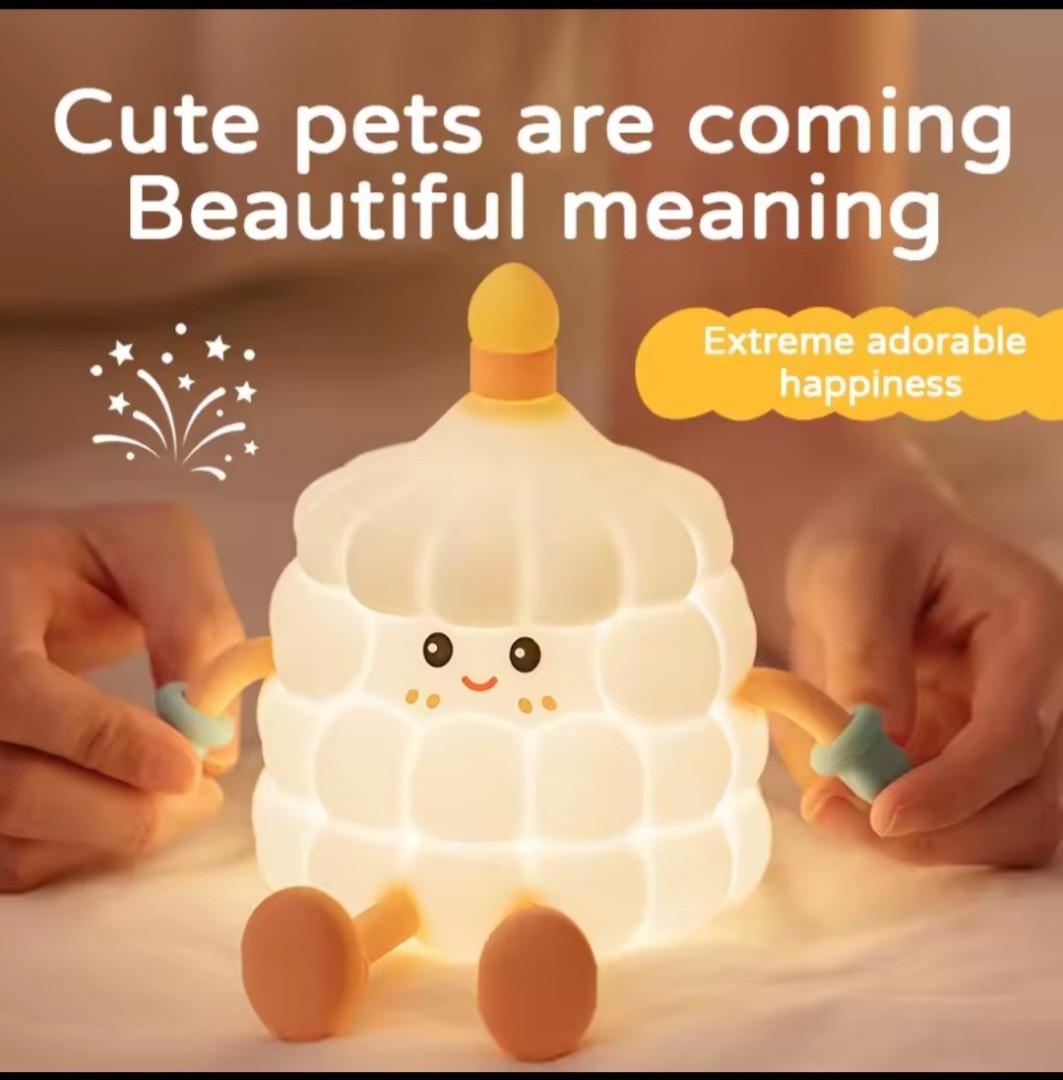 Candle Cake Night Light Lamp Rechargeable Dimming Bedside, Desk- Pat Touch Silicon Night Lamp for Kids Room Decor Cartoon Birthday Gifts