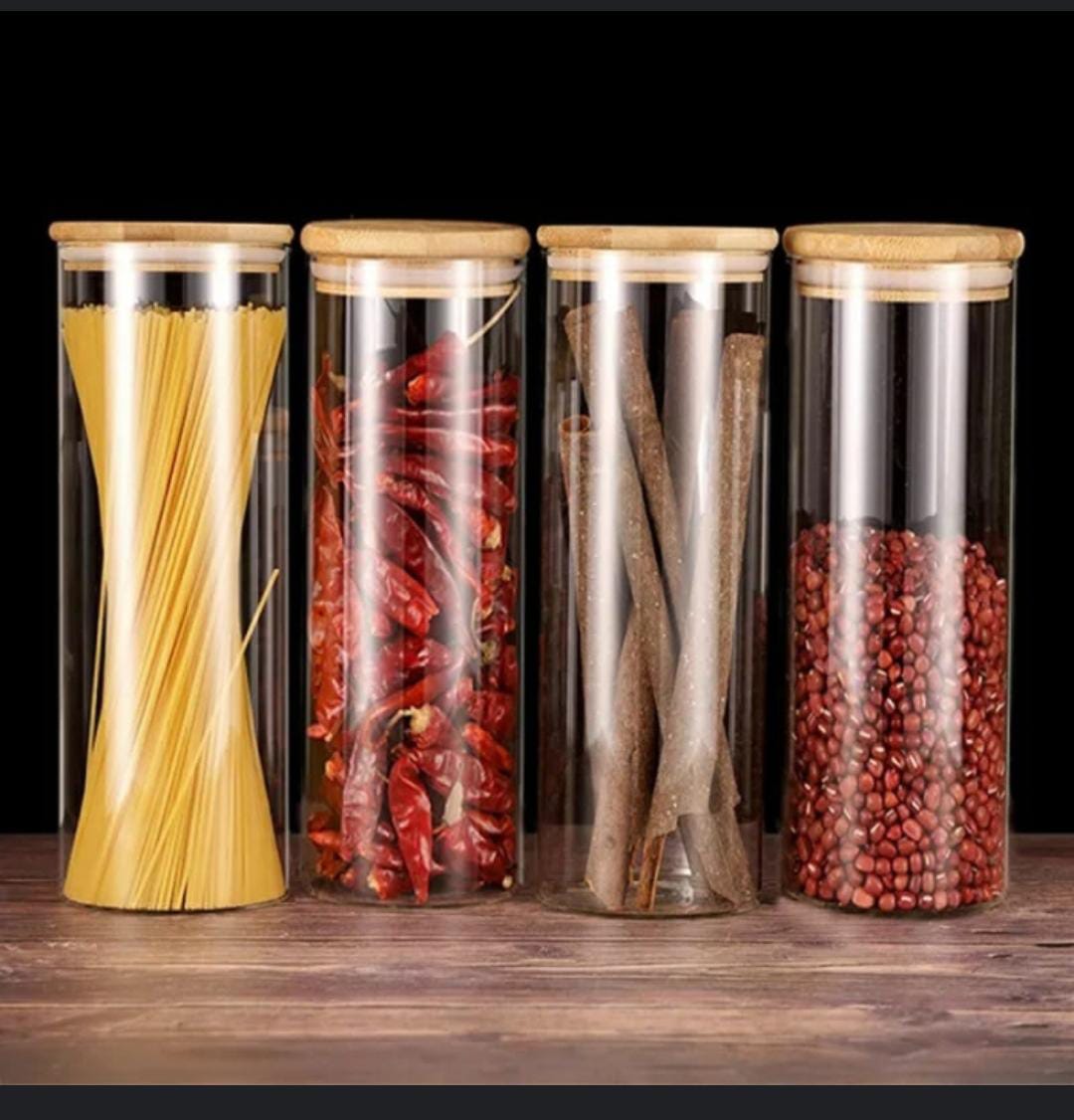 Food Storage Jar Glass Food Storage Jar with Airtight Seal Bamboo Lid SnapFit Glass Canister