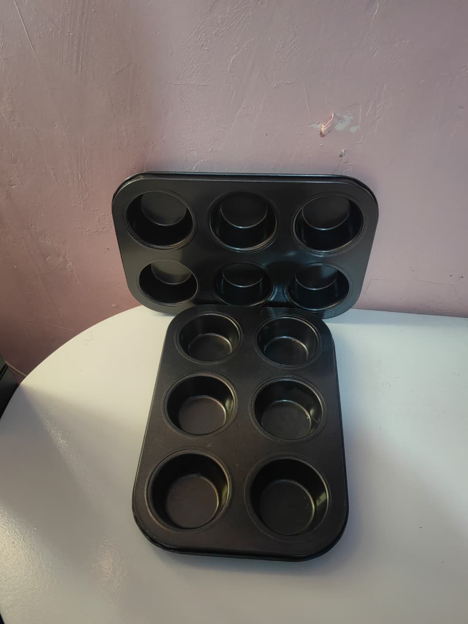MUFFIN PAN FOR BAKING, ROUND MUFFIN BAKING PAN, BAKING TRAY FOR MUFFINS, CUPCAKES, BROWNIE(BLACK, 6 CUP) MUFFIN CUPCAKE PAN, MUFFIN TINS NONSTICK 6, MUFFIN TOP COOKIE CHEESE CAKE PAN FOR BAKING, TOAST