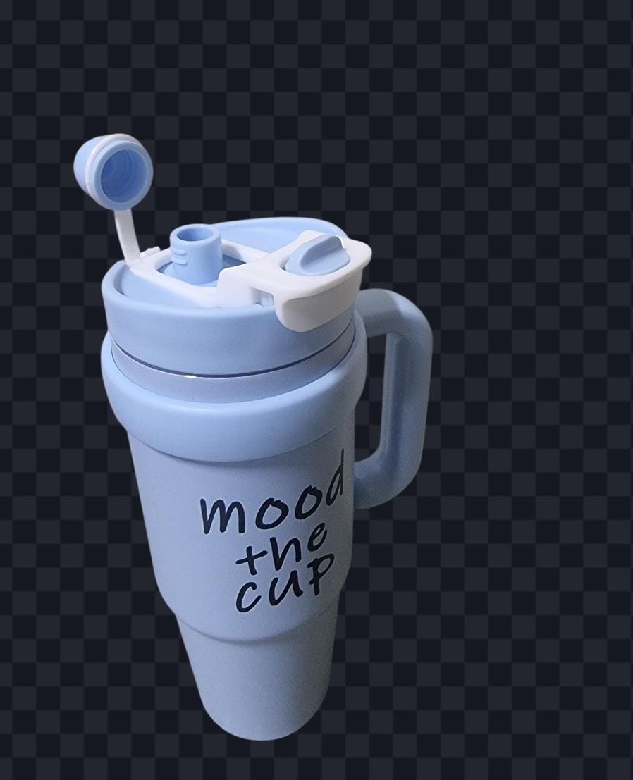 MOOD THE CUP, STANLEY MUG TUMBLER WITH HANDLE AND STRAW LID, INSULATED REUSABLE STAINLESS STEEL TRAVEL MUG SPORTS WATER BOTTLE