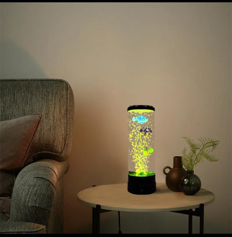 FISH LAMP LED Bubble Fish Lamp Decor 1.5L Capacity – Multi-Color Changing Aquarium Night Light for Office, Bedroom, or Living Room SUITABLE FOR PARTIES, HOLIDAYS
