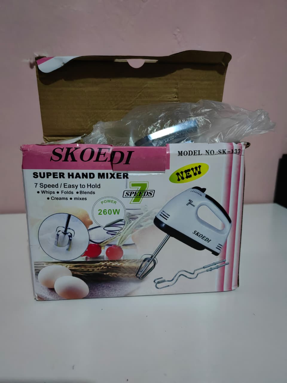 Hand Mixer Electric 5 Speed handheld Mixer, 4 Stainless Steel Accessories for Baking Cake  Food Beater, Turbo Boost/Self-Control Speed + Eject Button