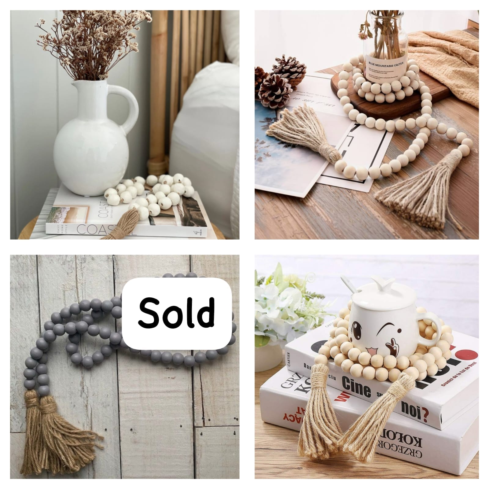 *✡️Wooden Beads/Garland with Tassels/farmhouse* Made oof high quality eco-friendly wood. Easy to set up in your space. Great to add decor in your home.