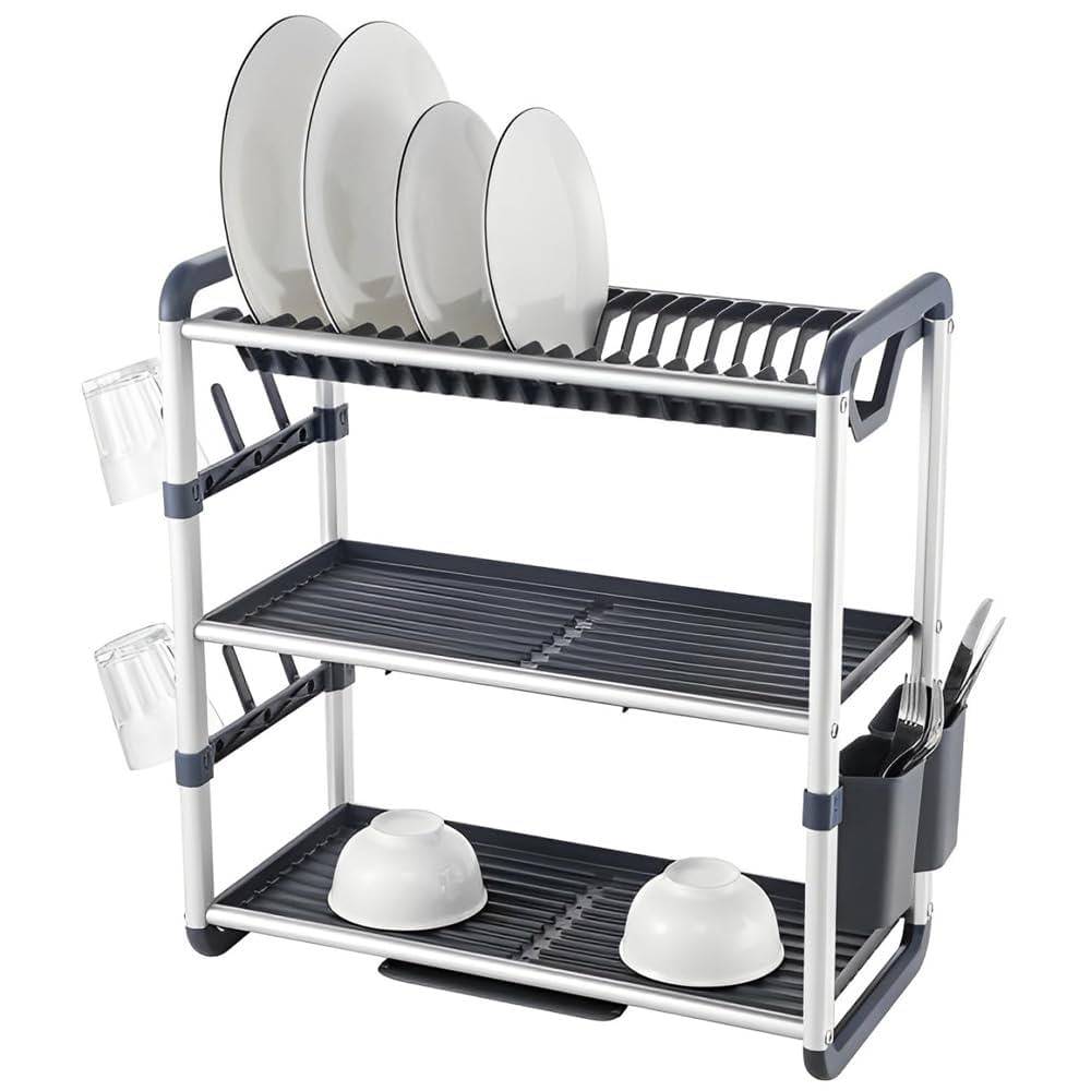 ✨ New In – Fresh Deals: 3-Tier Stainless Steel Dish Rack perfect for drying plates, cups, bowls, and utensils efficiently. Made from high-quality, rust-resistant stainless steel, it is strong, durable