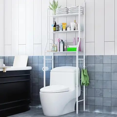 Upgrade your bathroom instantly with this multifunctional 3-layer toilet rack. Designed to maximize space in small or large bathrooms, it fits perfectly over the toilet—offering neat, organized storag