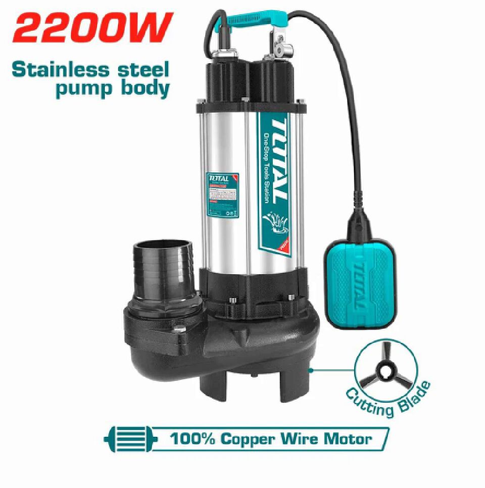 Total TWP7220026  Sewage submersible pump:2200W(3.0HP)
Max.head:13m