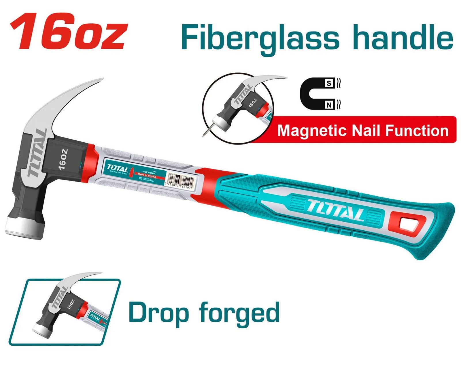 Total THCH61016L Claw hammer Weight:16oz/450g-6pcs