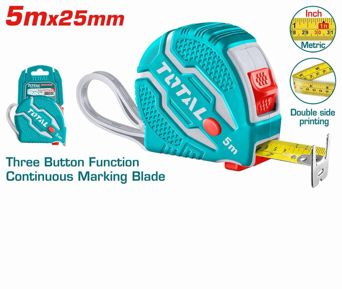 Total TMT126052  Steel measuring tape 5mx25mm