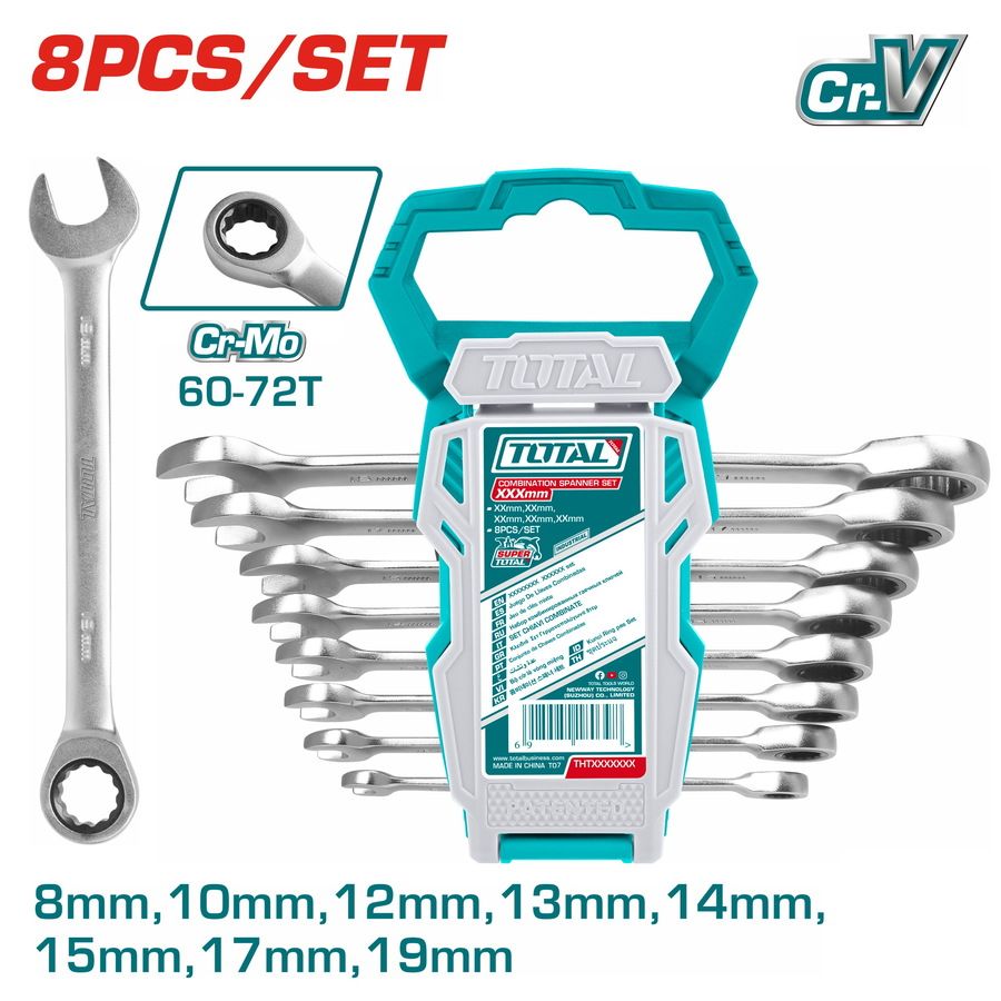 Total THT102RK086 8 Pcs ratchet spanner set