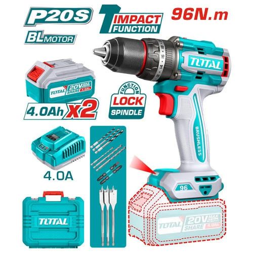 Total  TIDLI20968 Brushless cordless impact drill 96Nm 20v