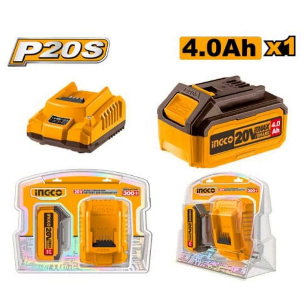 Ingco FBCPK1214 P20S Lithium-Ion battery and charger kit 20v 4.0Ah