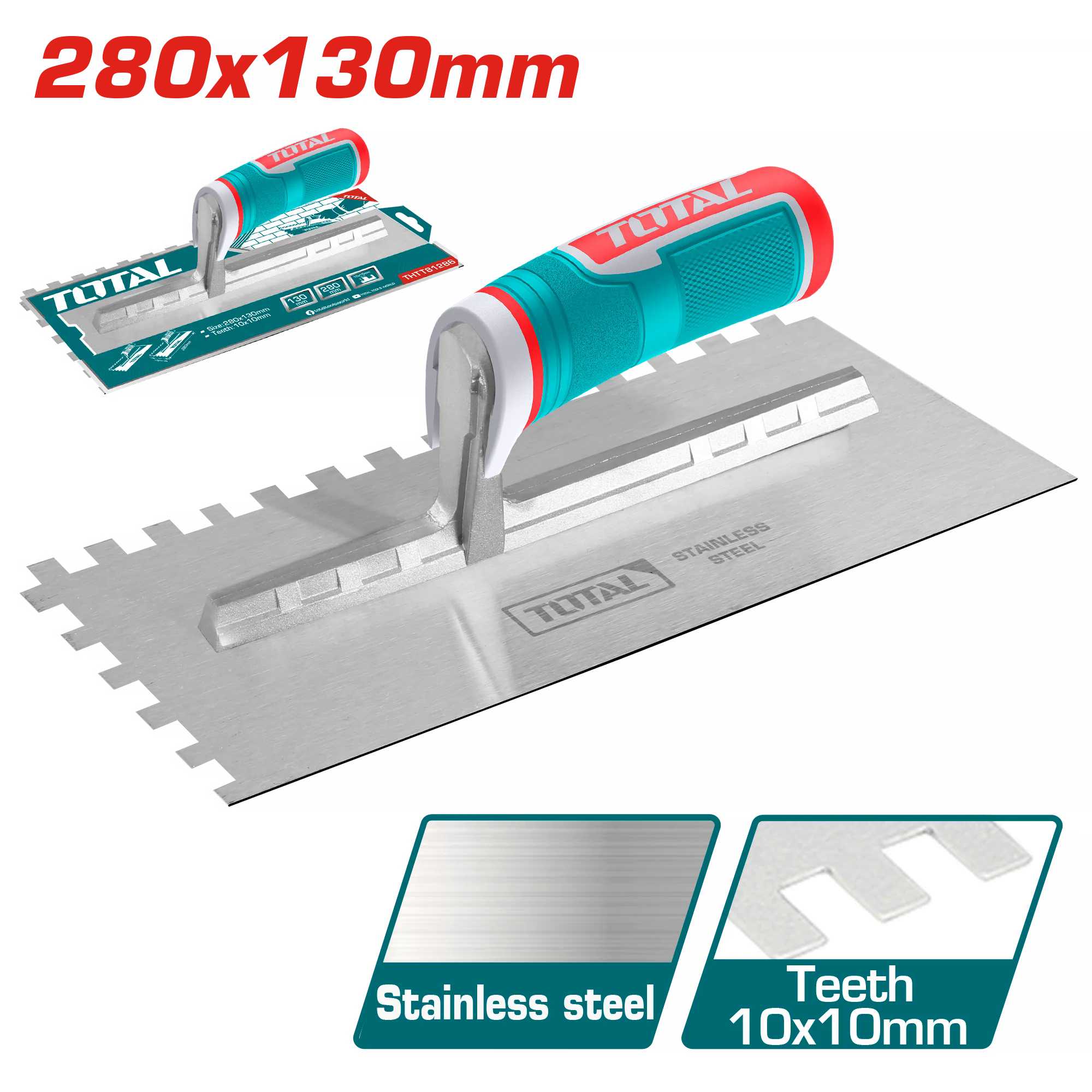 Total THTT81286 Plastering trowel with teeth(Plastic handle) Size:280x130mm