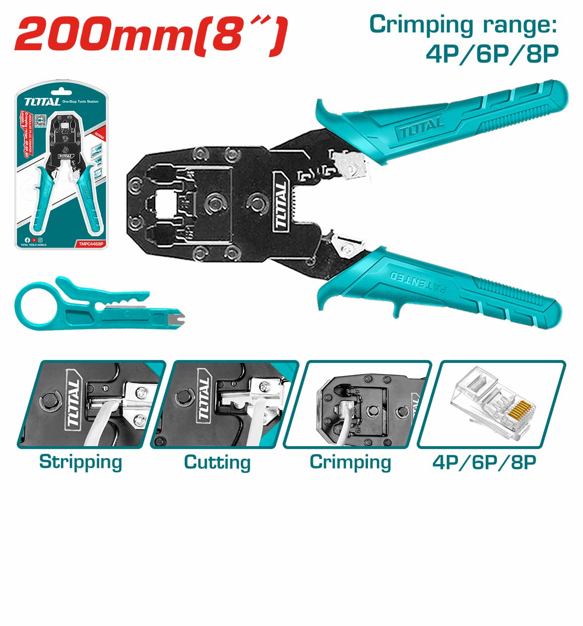 Total TMPC4468P Modular plug crimper 200mm