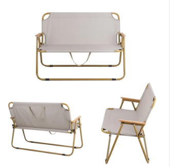 Camping folding chair, leisure backrest chair, portable and multi-functional outdoor double folding chair seat cushion