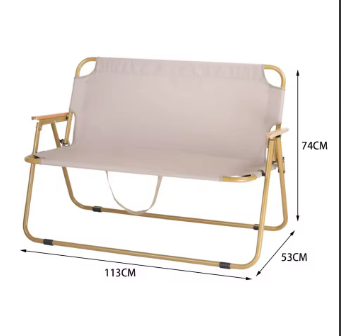 Camping folding chair, leisure backrest chair, portable and multi-functional outdoor double folding chair seat cushion