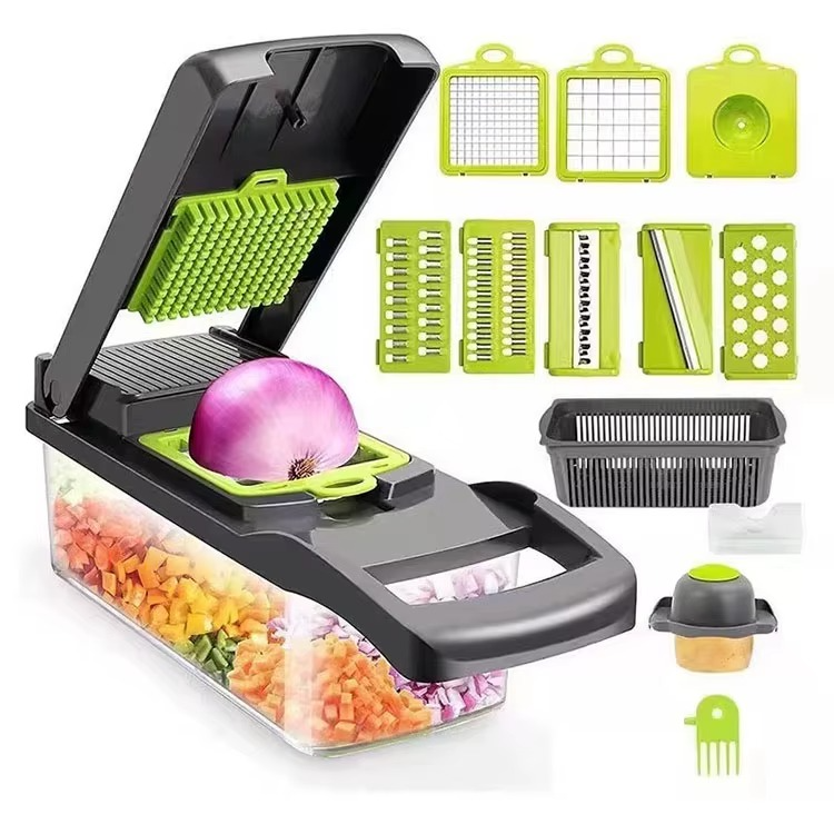 HOT SELLING 14 in 1 Top Multifunctional Vegetable Chopper Handle Food Grater Chopper Vegetable Slicer Kitchen Cutter Garlic Chopper