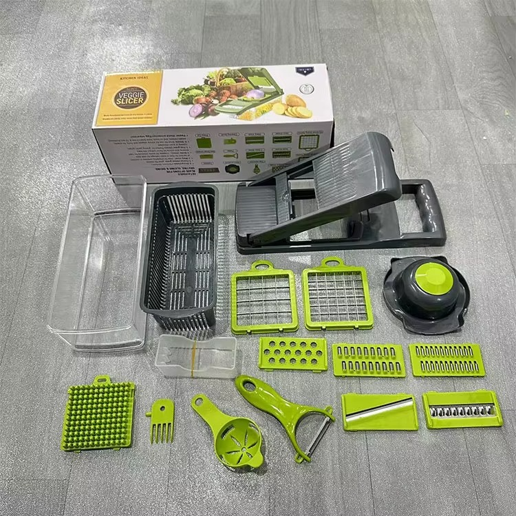 HOT SELLING 14 in 1 Top Multifunctional Vegetable Chopper Handle Food Grater Chopper Vegetable Slicer Kitchen Cutter Garlic Chopper
