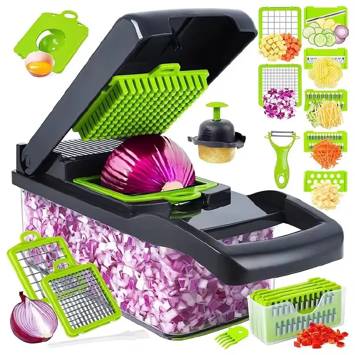 HOT SELLING 14 in 1 Top Multifunctional Vegetable Chopper Handle Food Grater Chopper Vegetable Slicer Kitchen Cutter Garlic Chopper