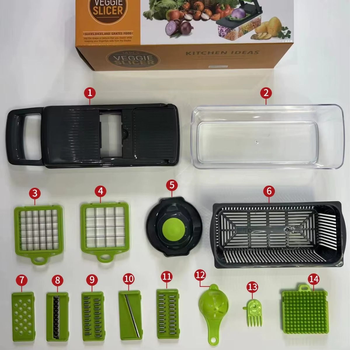 HOT SELLING 14 in 1 Top Multifunctional Vegetable Chopper Handle Food Grater Chopper Vegetable Slicer Kitchen Cutter Garlic Chopper