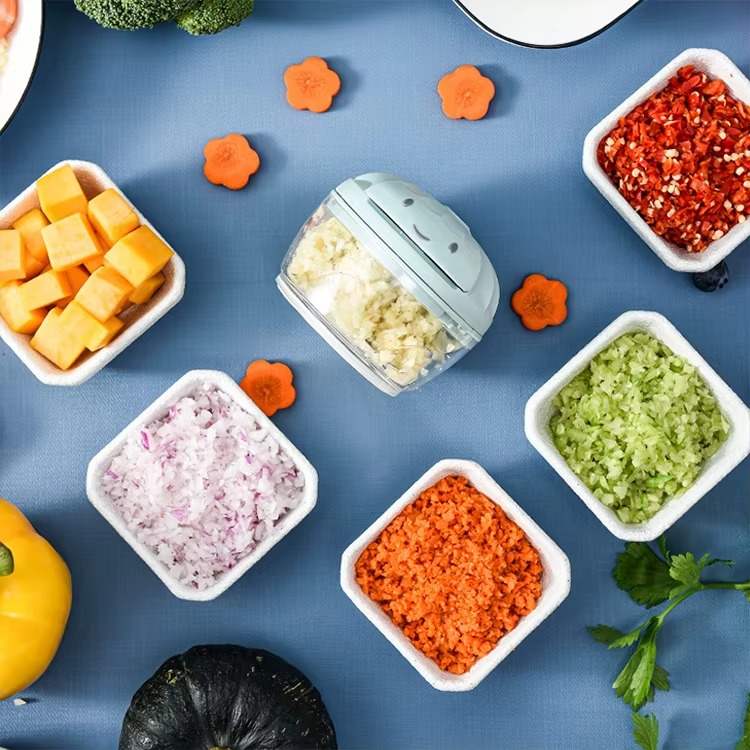 Mini Manual Food Chopper – Garlic, Onion, Vegetable Cutter & Grinder | Hand Pull Blender Slicer