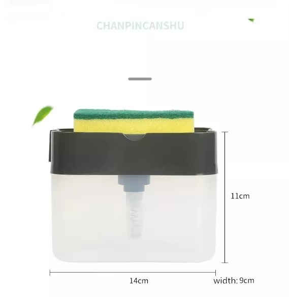 2-in-1 Manual Press Dish Soap Dispenser with Sponge Holder – Kitchen & Bathroom Pump Soap Box
