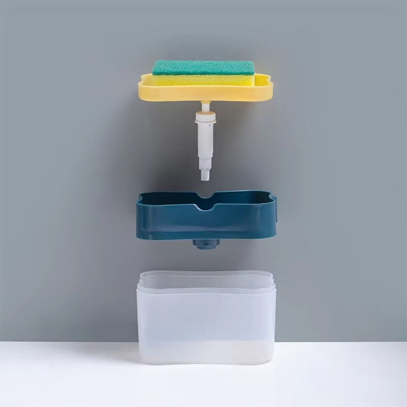2-in-1 Manual Press Dish Soap Dispenser with Sponge Holder – Kitchen & Bathroom Pump Soap Box