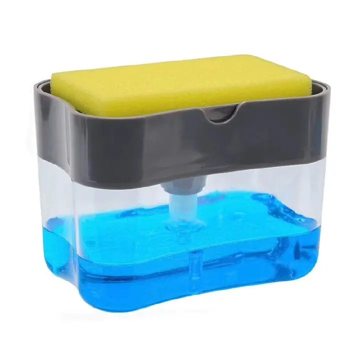 2-in-1 Manual Press Dish Soap Dispenser with Sponge Holder – Kitchen & Bathroom Pump Soap Box
