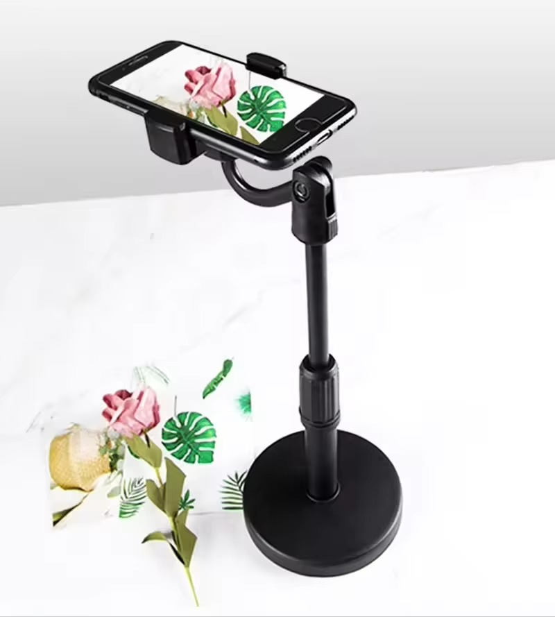 2-in-1 Mobile Phone & Tablet Holder – 360° Rotating Desktop Stand for Live Streaming & Overhead Video Shooting