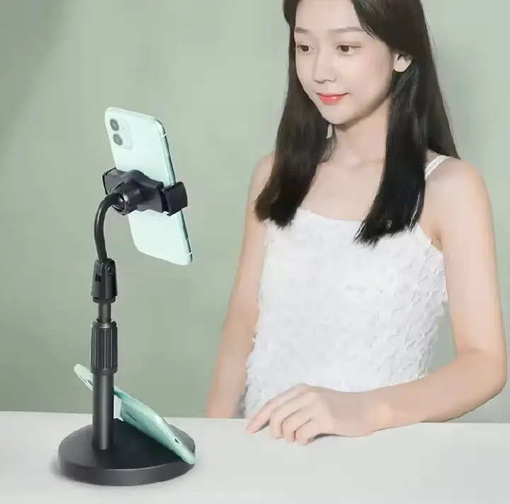 2-in-1 Mobile Phone & Tablet Holder – 360° Rotating Desktop Stand for Live Streaming & Overhead Video Shooting
