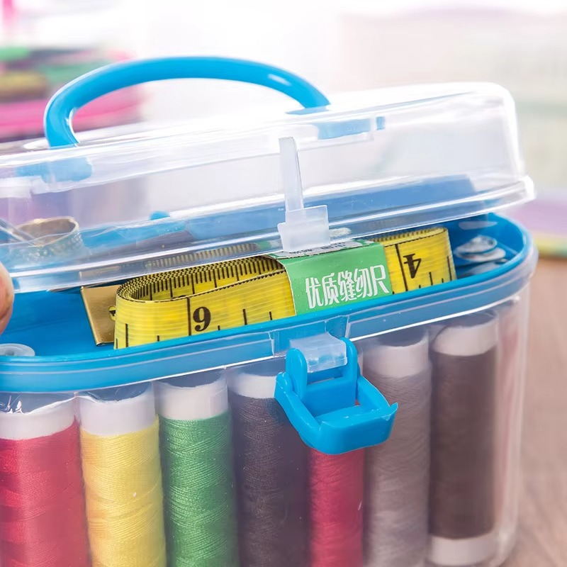 Hot Sale! Portable Circular Sewing Kit – Multi-Functional Needle, Thread & Tool Set in Plastic Sewing Box