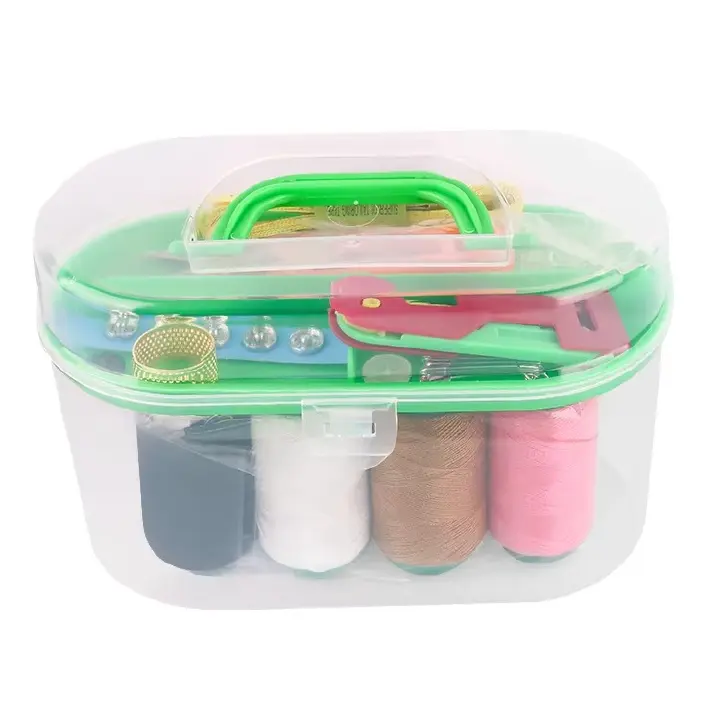 Hot Sale! Portable Circular Sewing Kit – Multi-Functional Needle, Thread & Tool Set in Plastic Sewing Box