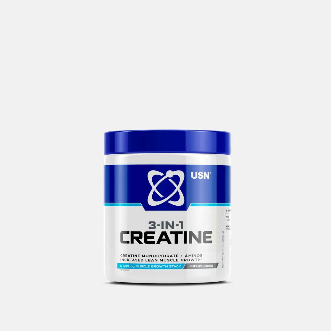 USN 3-IN-1 CREATINE Creatine Monohydrate+Aminos Increased Lean Muscle and Growth 200 grams UNFLAVORED
