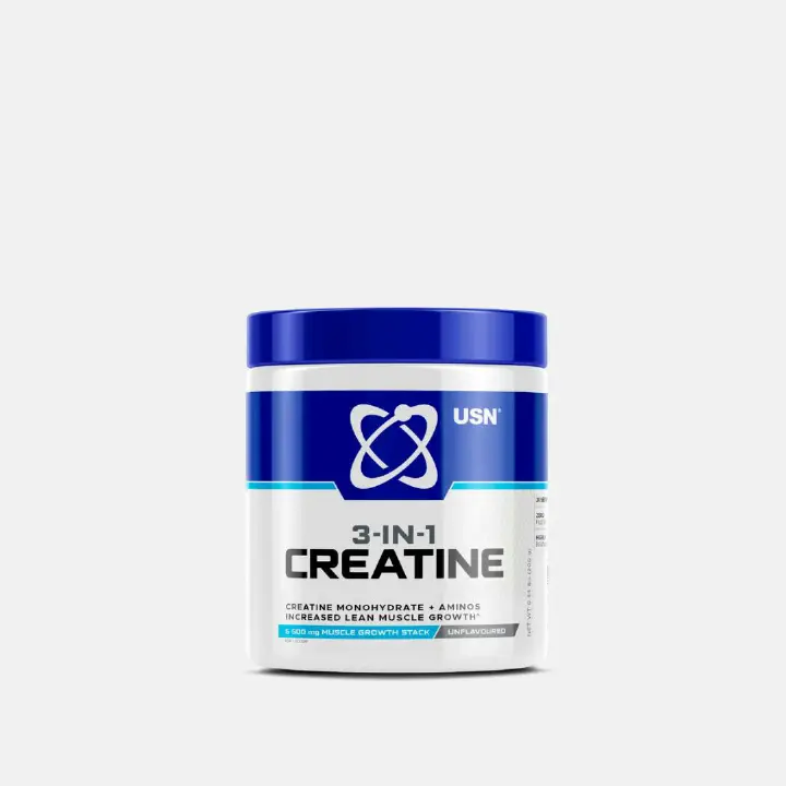 USN 3-IN-1 CREATINE Creatine Monohydrate+Aminos Increased Lean Muscle and Growth 200 grams UNFLAVORED