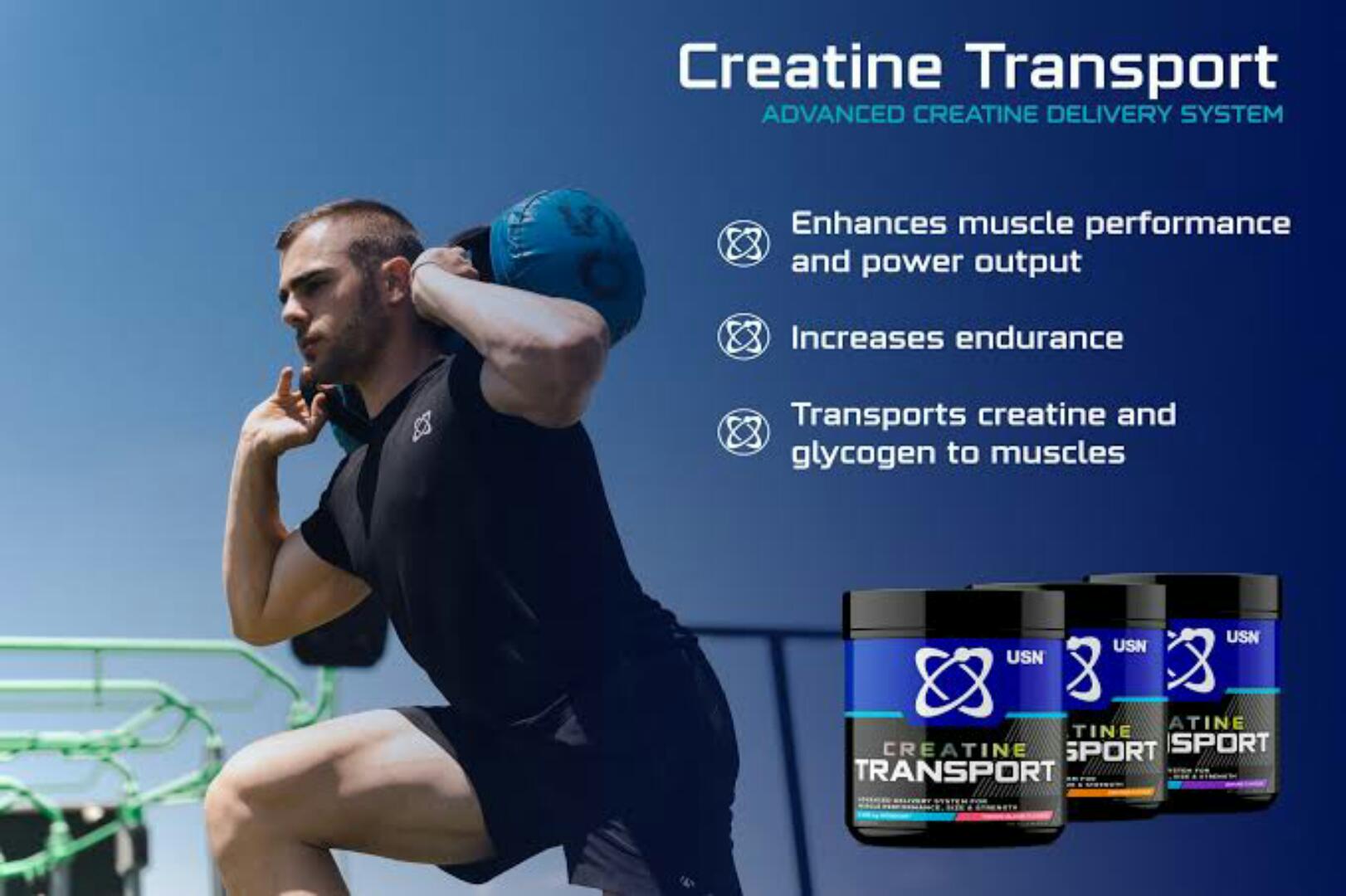USN CREATINE TRANSPORT Advanced delivery system for Muscle performance,Size and strength NET WT 650 grams