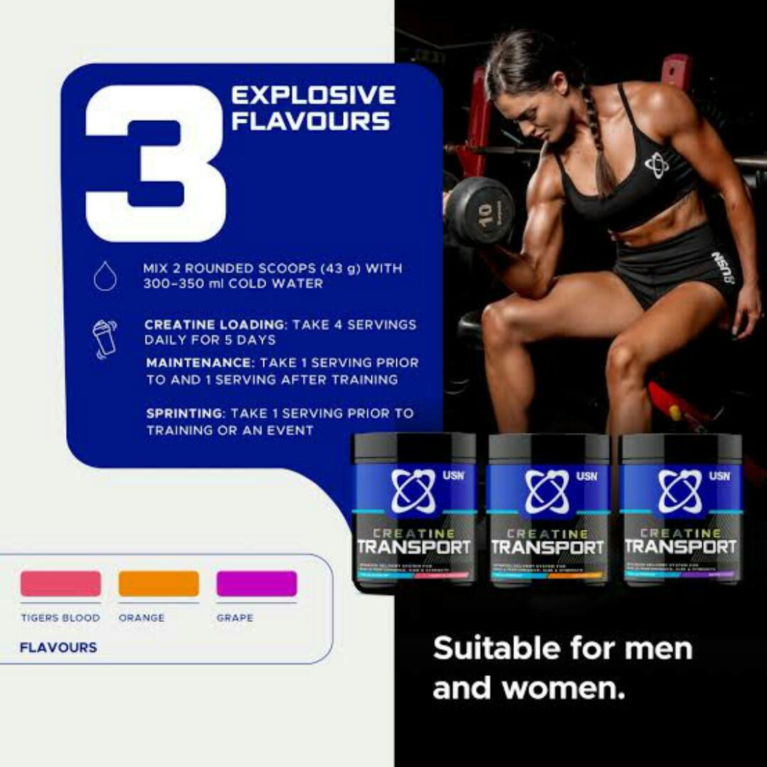 USN CREATINE TRANSPORT Advanced delivery system for Muscle performance,Size and strength NET WT 650 grams
