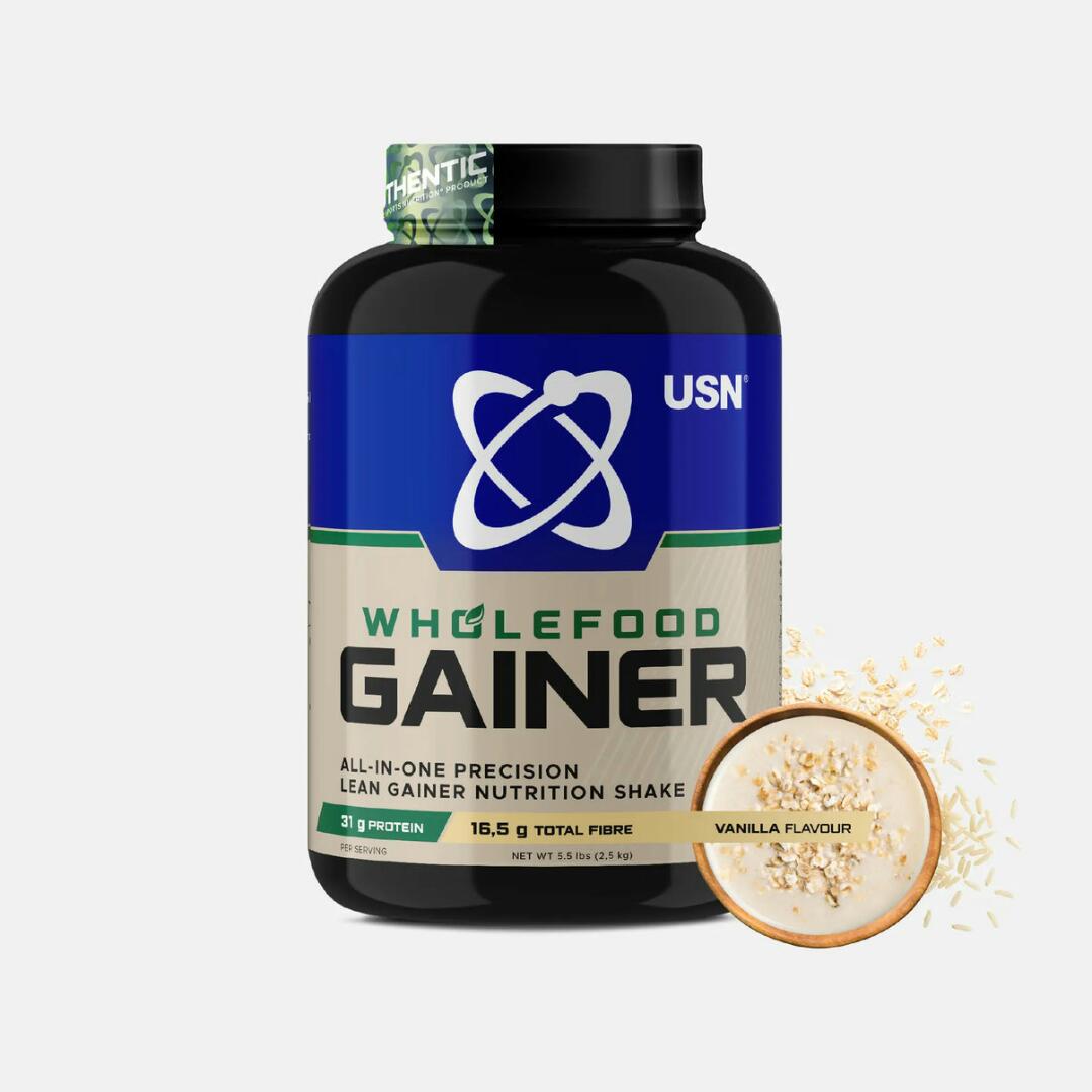 USN WHOLE FOOD GAINER All in one precision LEAN GAINER NUTRITION SHAKE Vanilla Flavor  NET WT 5.5 lbs(2.5kg)