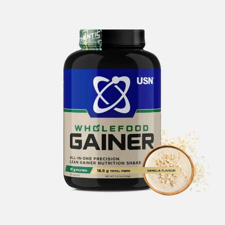 USN WHOLE FOOD GAINER All in one precision LEAN GAINER NUTRITION SHAKE Vanilla Flavor  NET WT 5.5 lbs(2.5kg)