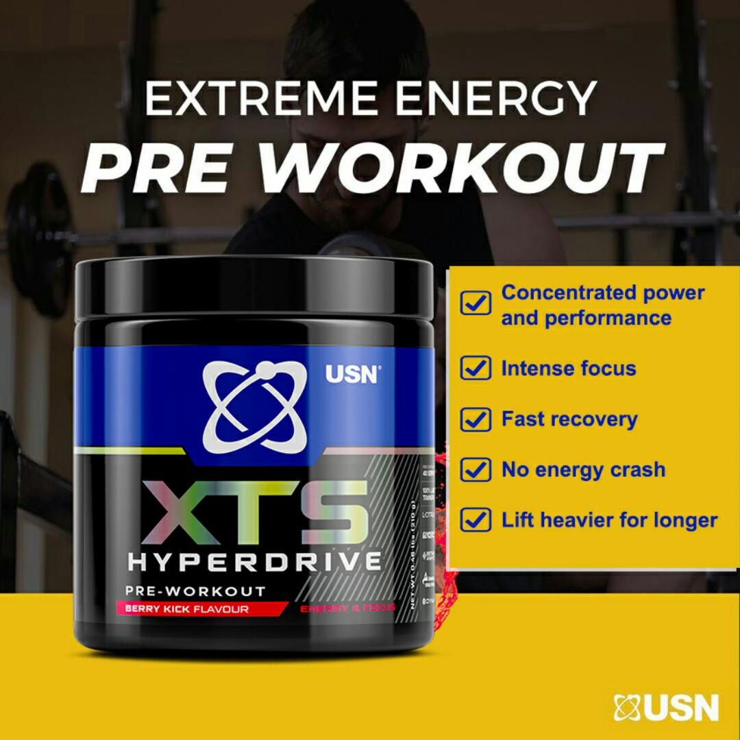 USN XTS HYPERDRIVE PRE-WORKOUT Energy and Focus NET WT 210 Grams