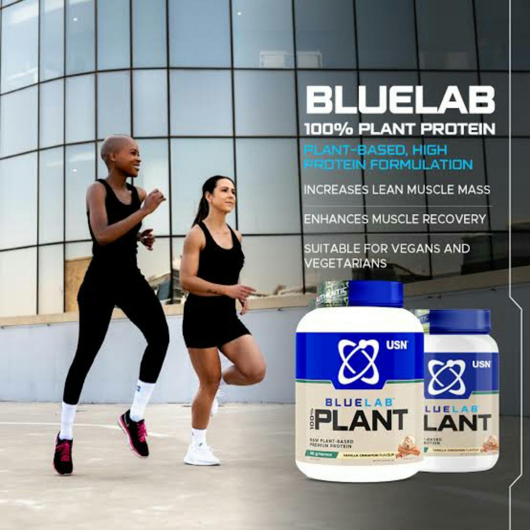 USN BLUELAB 100%PLANT Raw plant-based Premium Protein VANILLA CINNAMON Flavor NET WT 775 grams