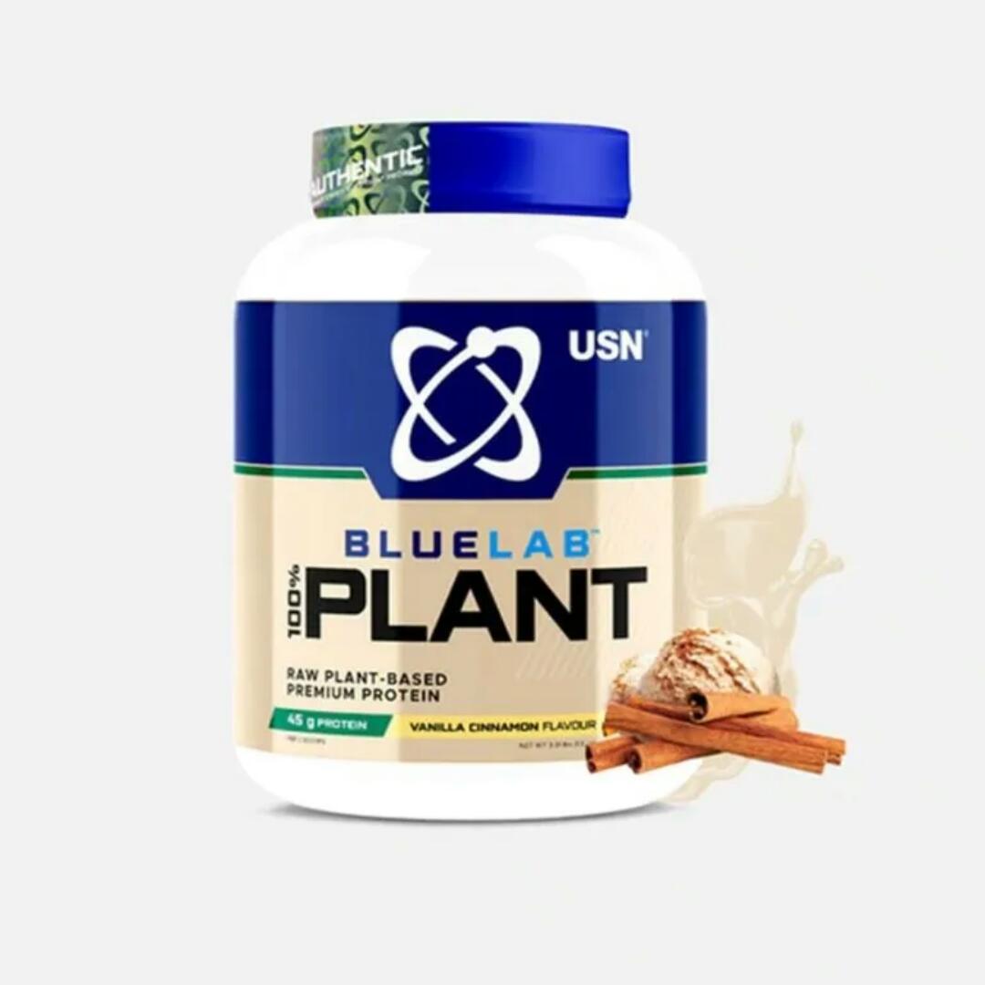 USN BLUELAB 100%PLANT Raw plant-based Premium Protein VANILLA CINNAMON Flavor NET WT 775 grams