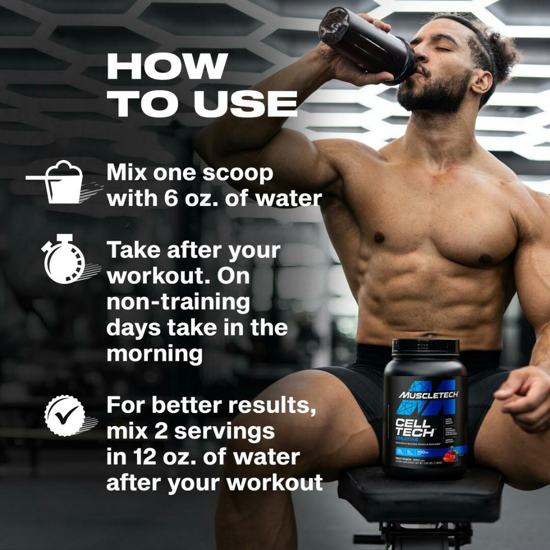 MUSCLETECH CELLTECH CREATINE Research-Backed Muscle Builder Faster muscle growth-Proven to enhance Strength and Performance-Improve Recovery NET WT 3LBS
