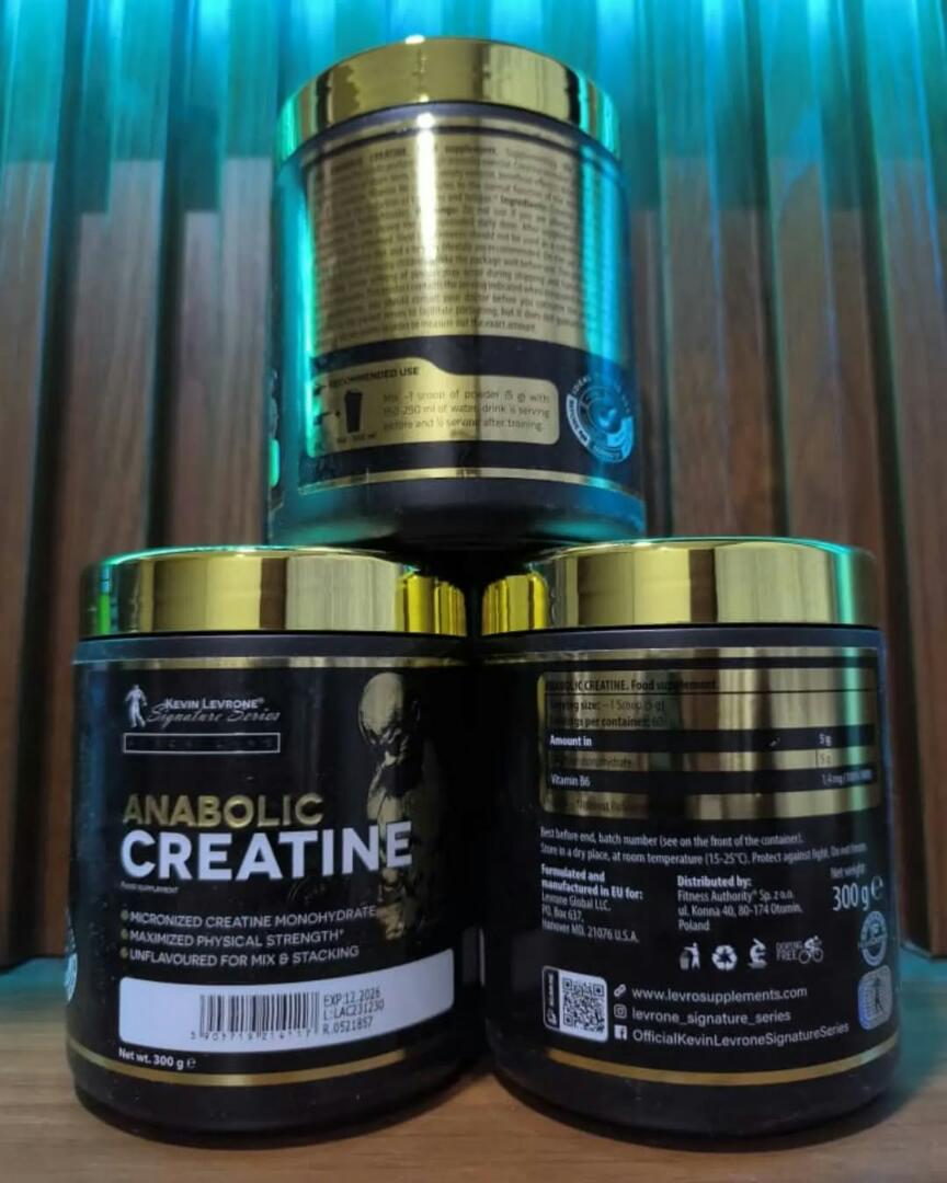 KEVIN LEVRONE SIGNATURE SERIES BLACK LINE ANABOLIC CREATINE Food supplement Maximized physical strength,Minimized tiredness and fatigue,Unflavored for mix and stacking 60 Servings NET WT 300Grams