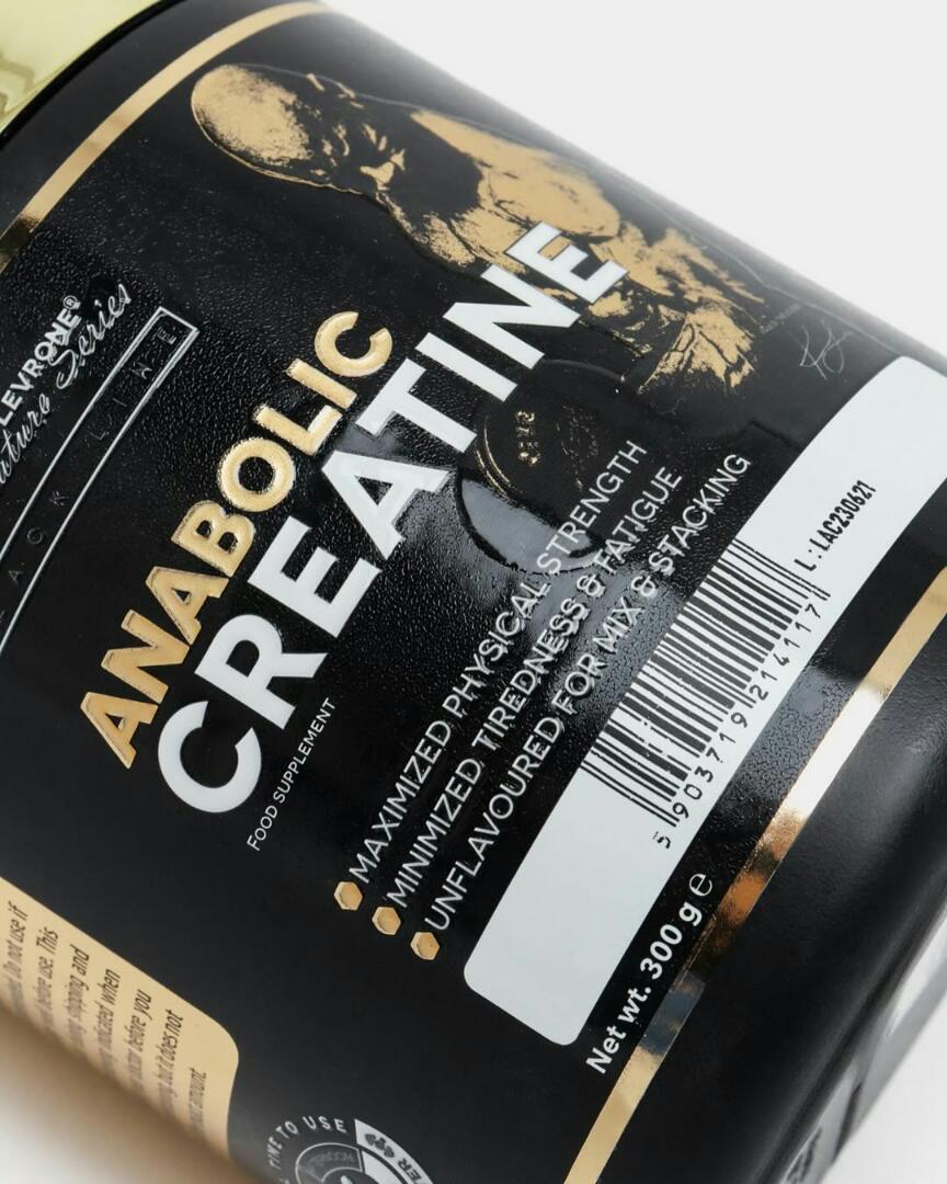 KEVIN LEVRONE SIGNATURE SERIES BLACK LINE ANABOLIC CREATINE Food supplement Maximized physical strength,Minimized tiredness and fatigue,Unflavored for mix and stacking 60 Servings NET WT 300Grams