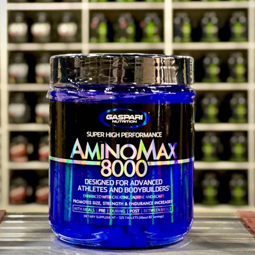 GASPARI NUTRITION 8000 SUPER HIGH PERFORMANCE AMINOMAX DESIGNED FOR ADVANCE ATHLETES AND BODYBUILDERS Enhanced with Creatine,Taurine and BCAA's DIETARY SUPPLEMENT-325 TABLETS(About 82 servings)